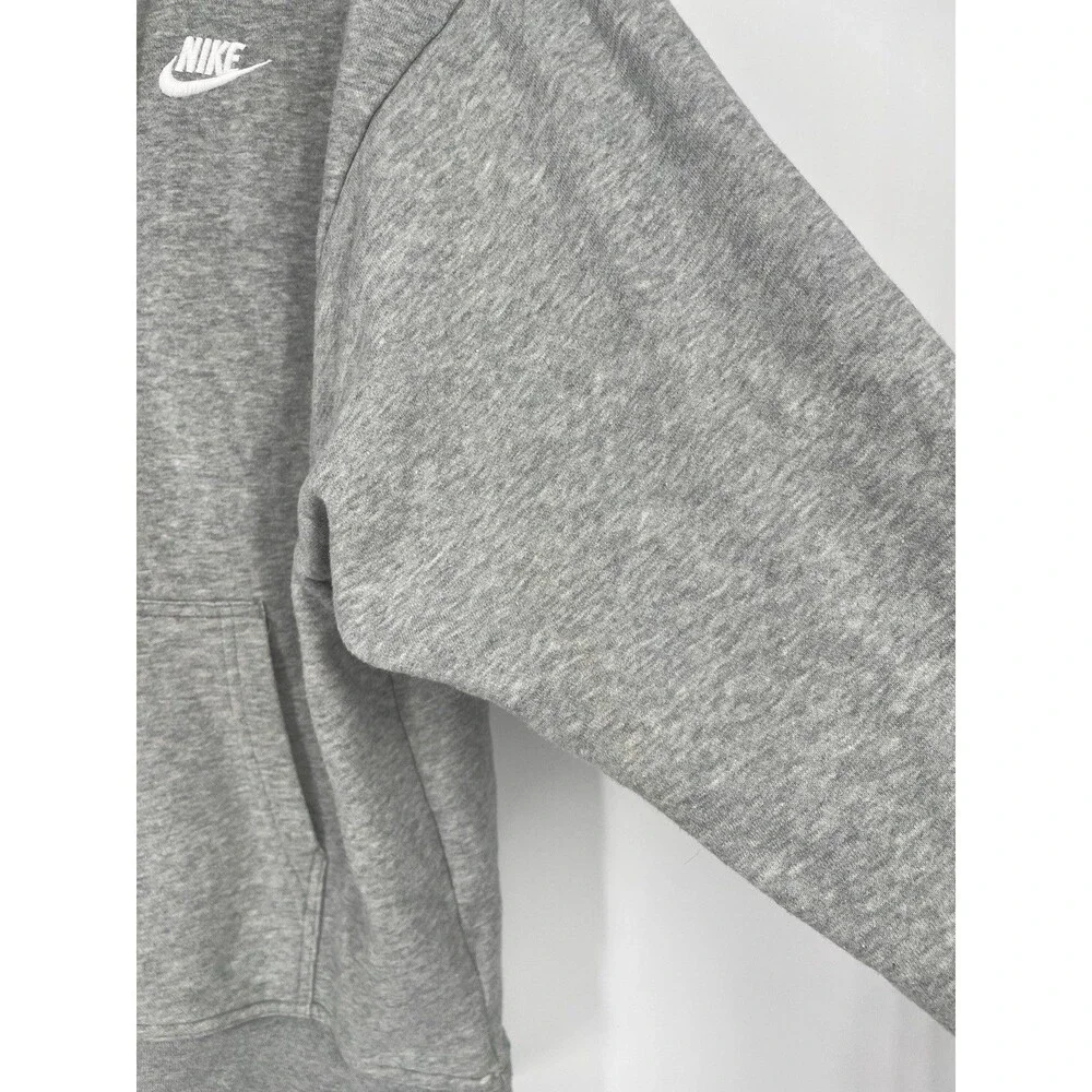 Nike Gray Pullover Lace Up Hooded Sweatshirt Hoodie Embroidered Medium